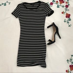 Striped Ribbed Bodycon Dress